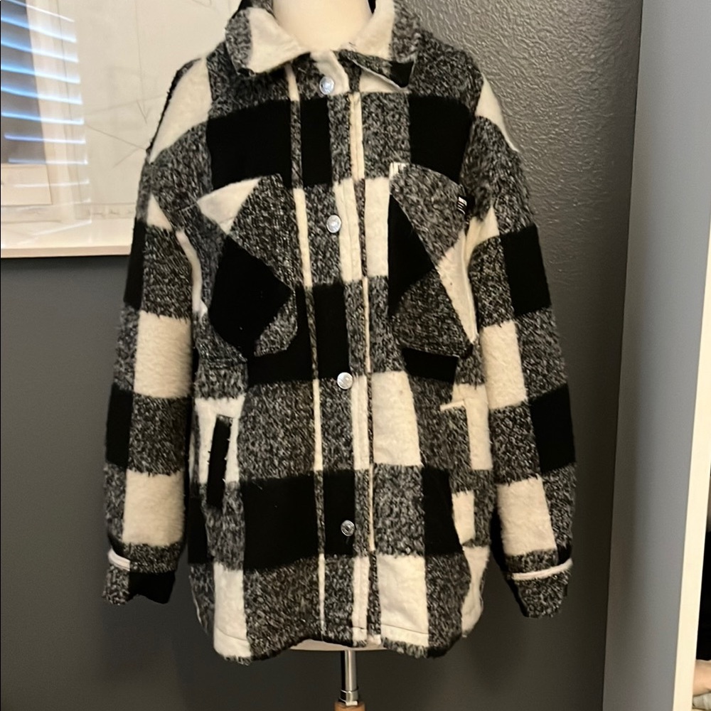 Plaid Black and White Women's Jacket